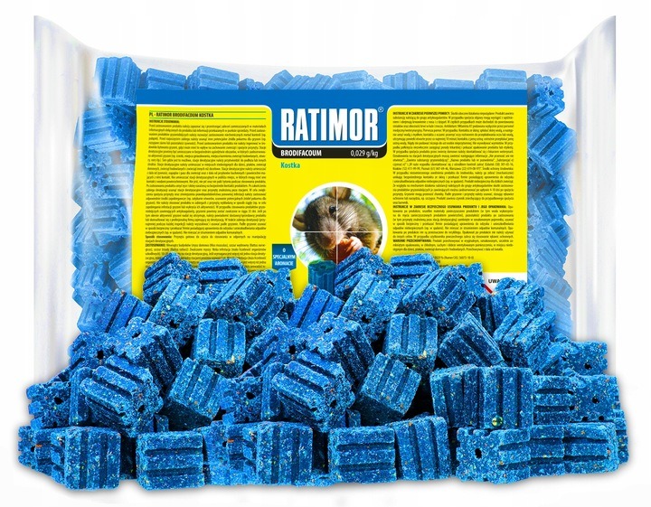Najsilnejší jed na myši a potkany RATIMOR Brodifakum modré kocky 300 g