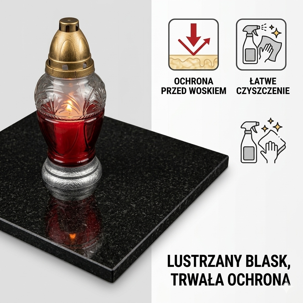 Leštená granitová podložka pod sviečky PREMIUM BLACK, 40 × 25 cm