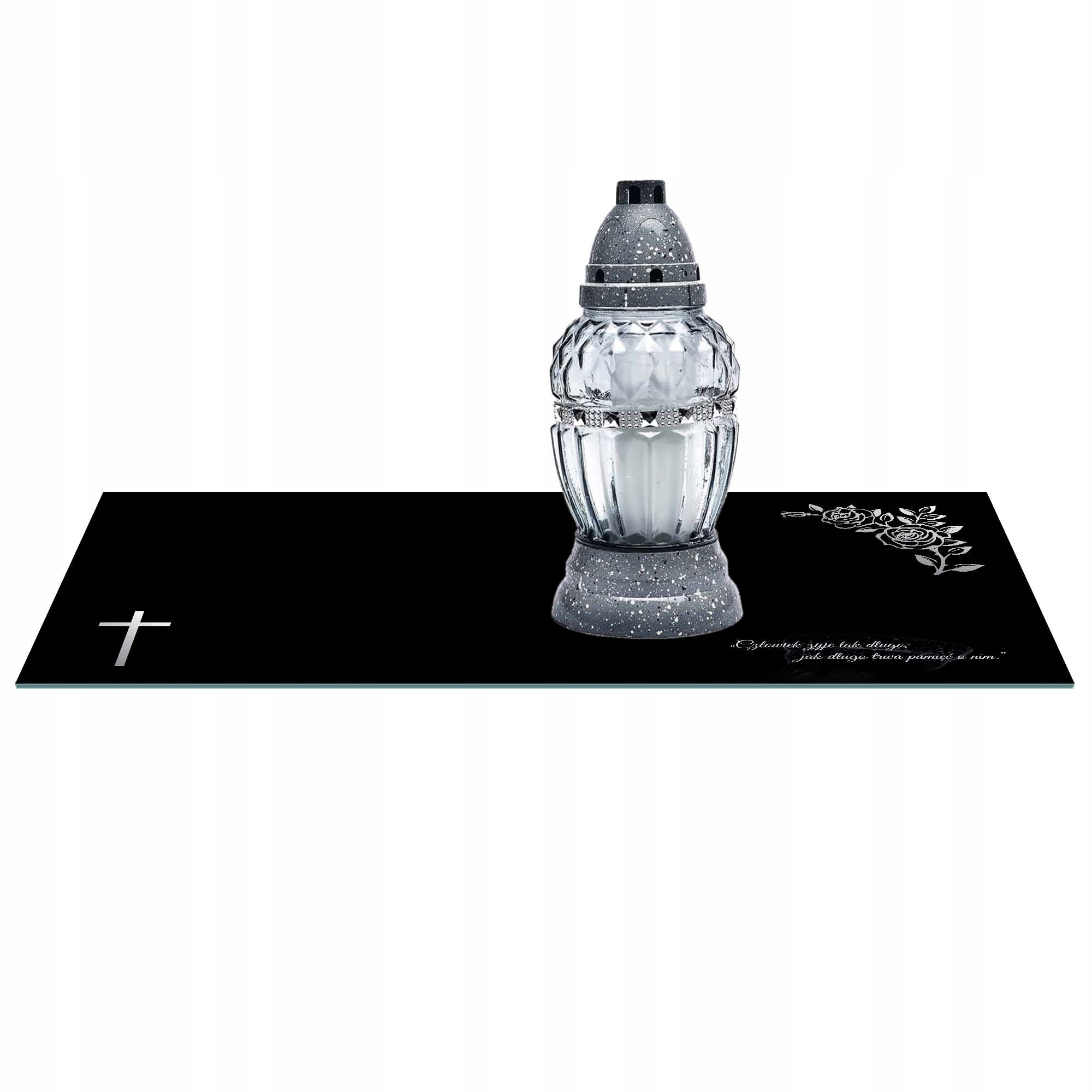 Sklenená podložka pod sviečky na hrob 60 × 30 cm, 4 mm, motív 511d s nápisom
