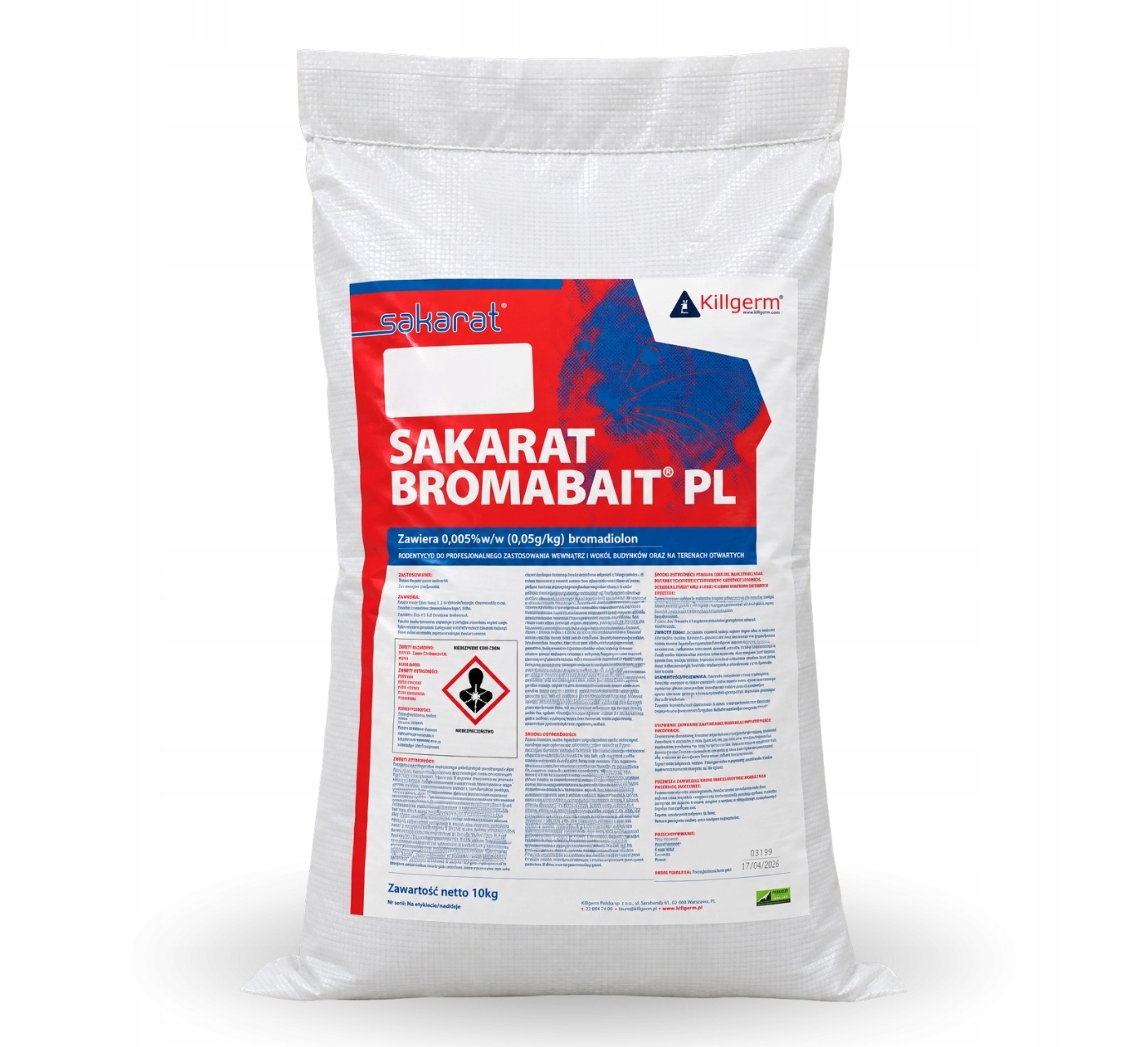 Sakarat Bromabait obilná nástraha na myši a potkany, 10 kg