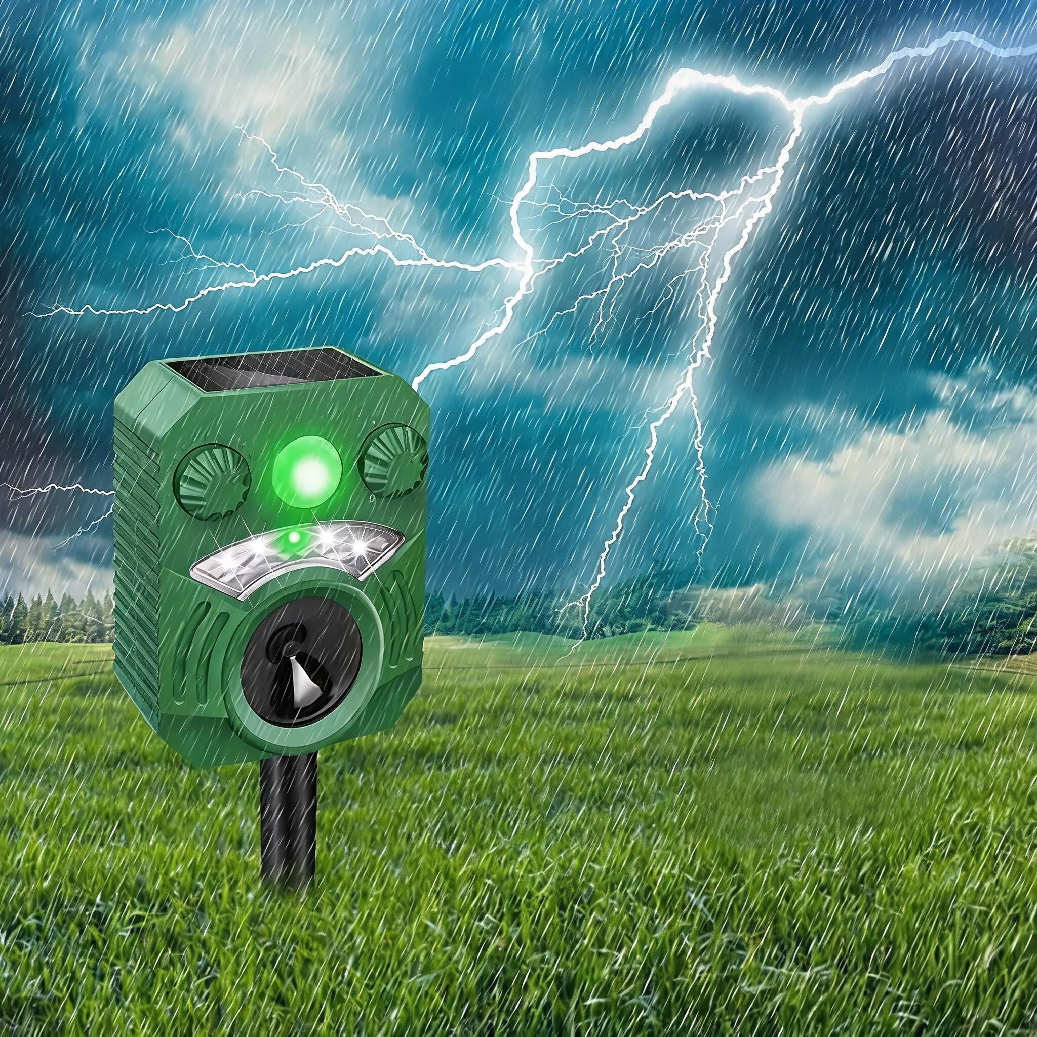 Solárny ultrazvukový odpudzovač s PIR senzorom, LED blikaním a 5 režimami. Pomáha odpudzovať hlodavce, vtáky a ďalšie zvieratá bez použitia chemikálií.