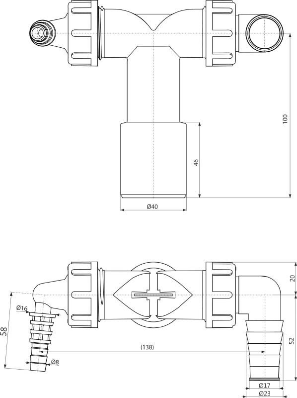Dvojitý adaptér pre práčku / sušičku Tycner 40/32 mm