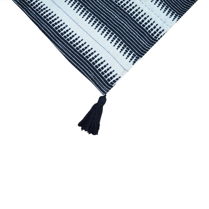 Behúň na stôl 35 x 182 cm, tkaná bavlna, čiernobiela