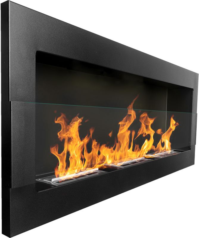 Závesný biokrb so sklom 1200 x 400 mm, čierny