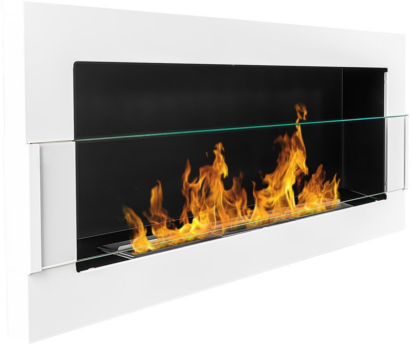 Závesný biokrb so sklom 900 x 400 mm, biely lesk