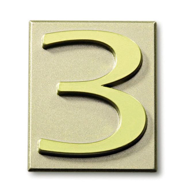 Samolepiaca číslo 3, vyrobená z PVC, 4 x 4,7 cm, olivovo zelená