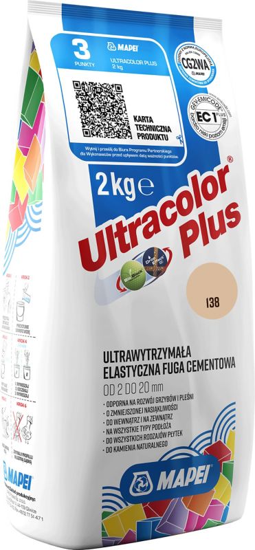 Mapei Ultracolor Plus 138 elastická škárovacia hmota, mandľa, 2 kg