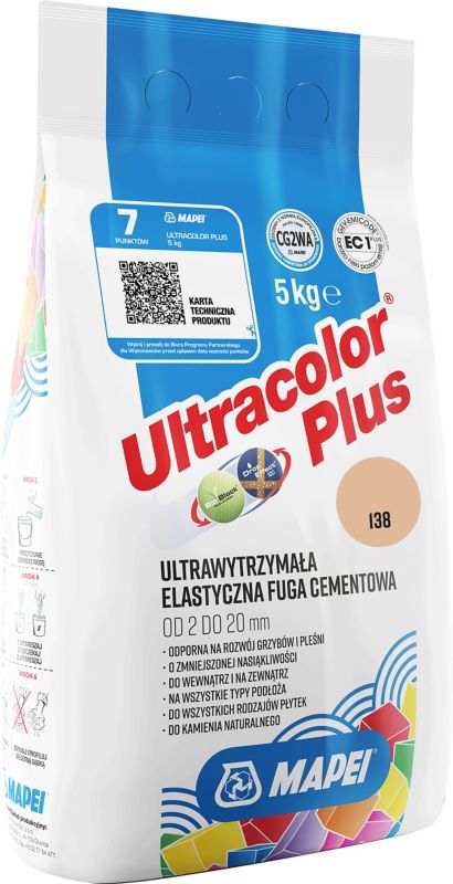 Mapei Ultracolor Plus 138 elastická škárovacia hmota, mandľa, 5 kg