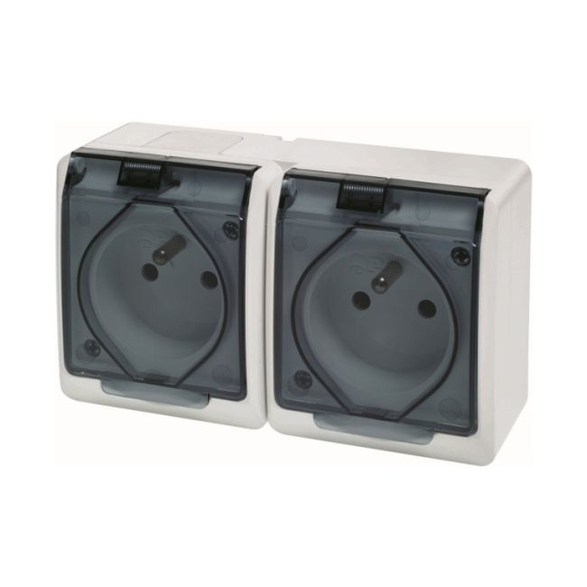 Elektro-Plast Hermes 3221 prisadená dvojzásuvka s uzemnením, dym