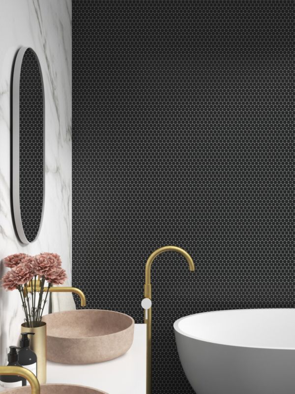 Kruhová glazovaná kamenina 31 x 31 cm čierna 0,86 m2