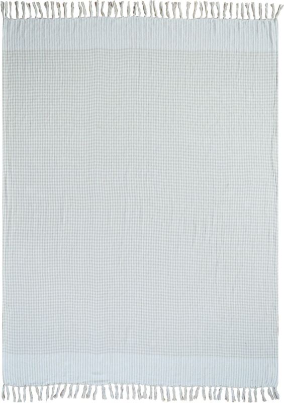 Tkaná deka 130 x 170 cm, béžová kockovaná