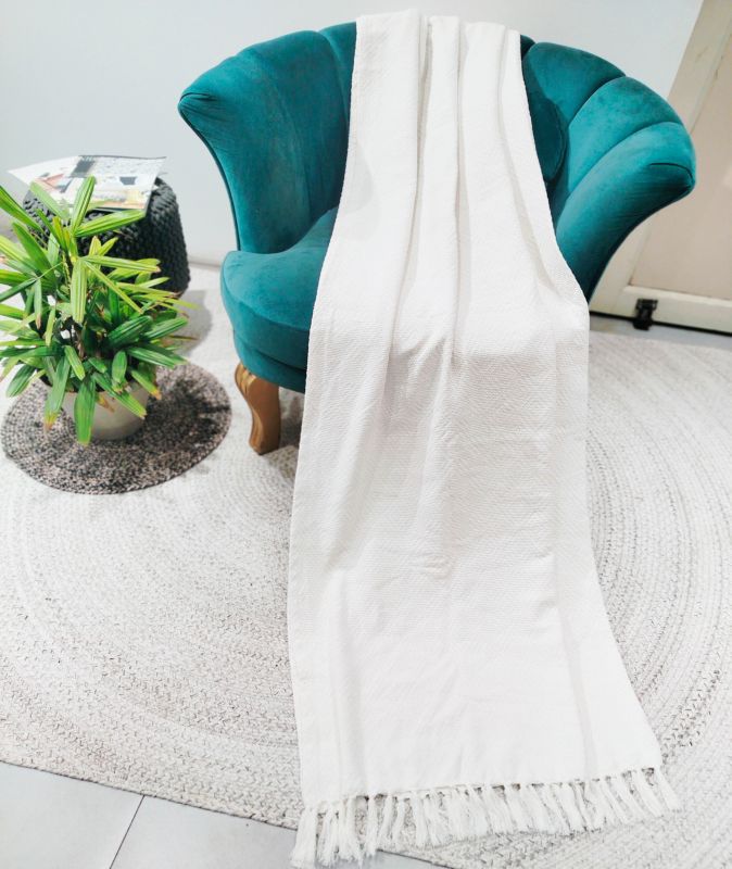 Tkaná deka 130 x 170 cm, diamanty, biela