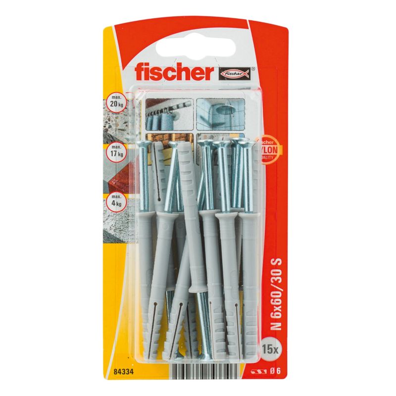 Hmoždinky Fischer SM N 6 x 60 mm 15 ks.