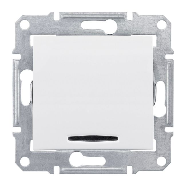 Schneider Electric Sedna jednoduchý spínač s podsvietením, biely