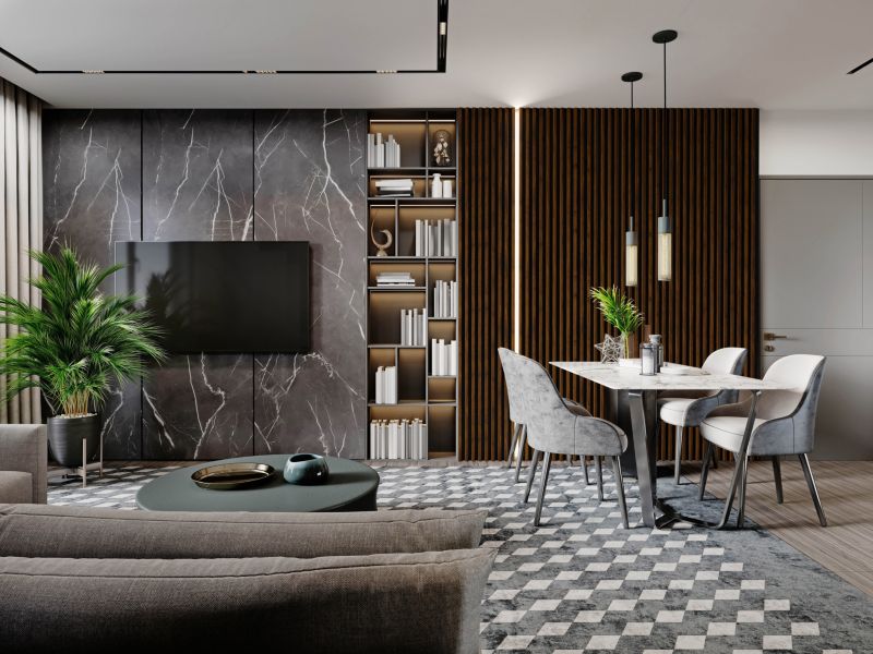 Stegu Comfort orieškové/čierne nástenné lišty, 5 prvkov