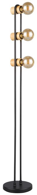 Stojacia lampa Chieveley 3 x E27 čierna a drevo