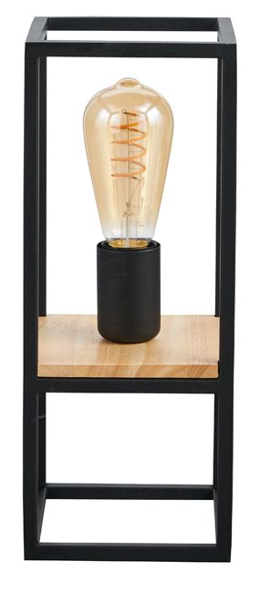 Stolná lampa Libertad 1 x E27 čierna a drevo