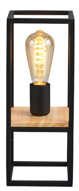 Stolná lampa Libertad 1 x E27 čierna a drevo