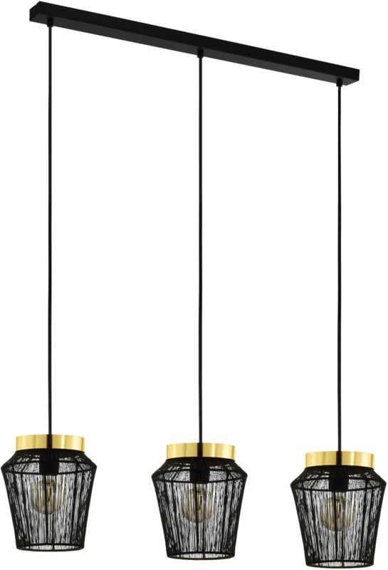 Závesná lampa Escandidos 3 x E27 čierna