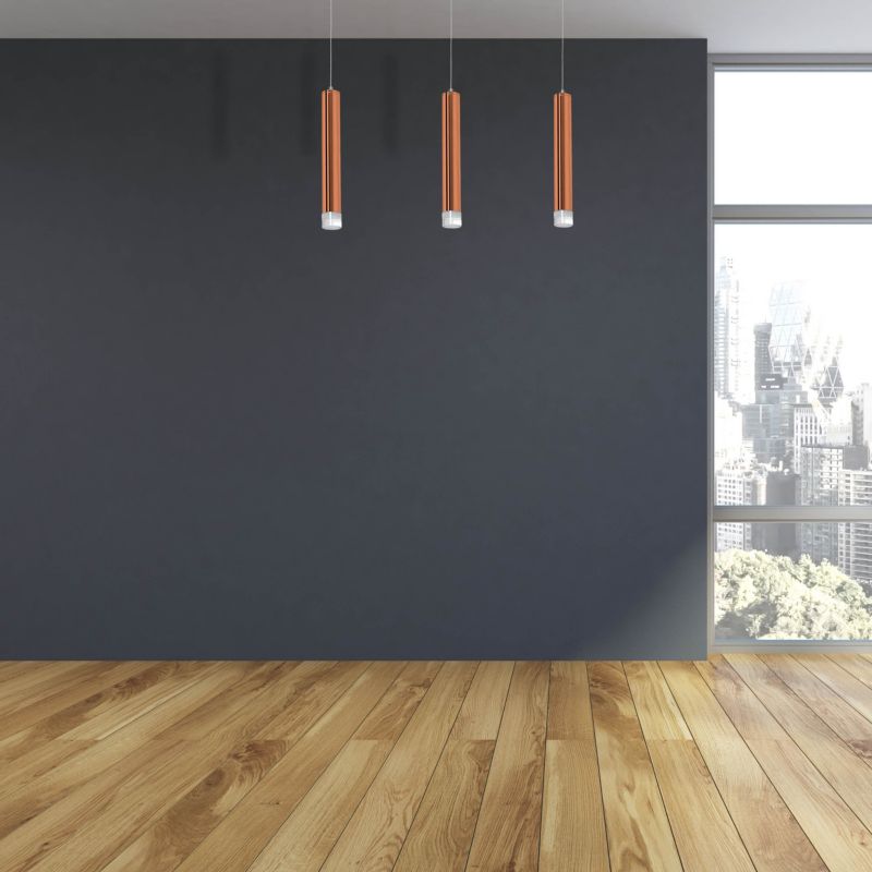 Medené LED závesné svietidlo 3x5W