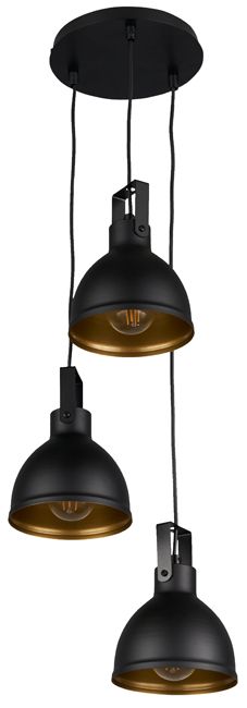 Závesná lampa Mars 3-light E27, čierna / zlatá