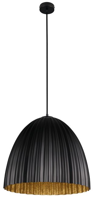 Telma 1-bodová E27 závesná lampa, čierna / zlatá