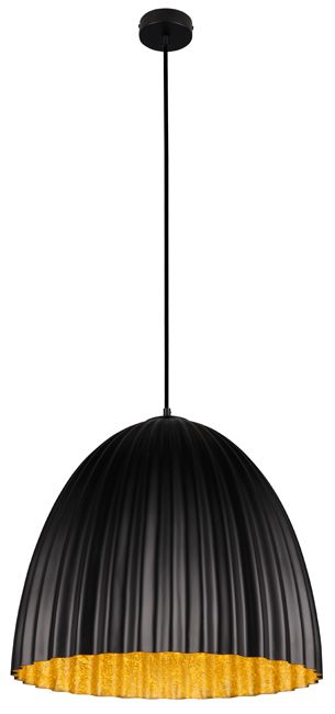 Telma 1-bodová E27 závesná lampa, čierna / zlatá