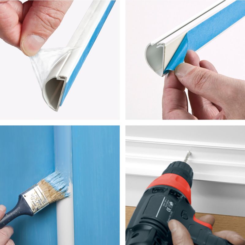 Polkruhová lišta pre káble D-line 30 x 15 x 1000 mm, biela