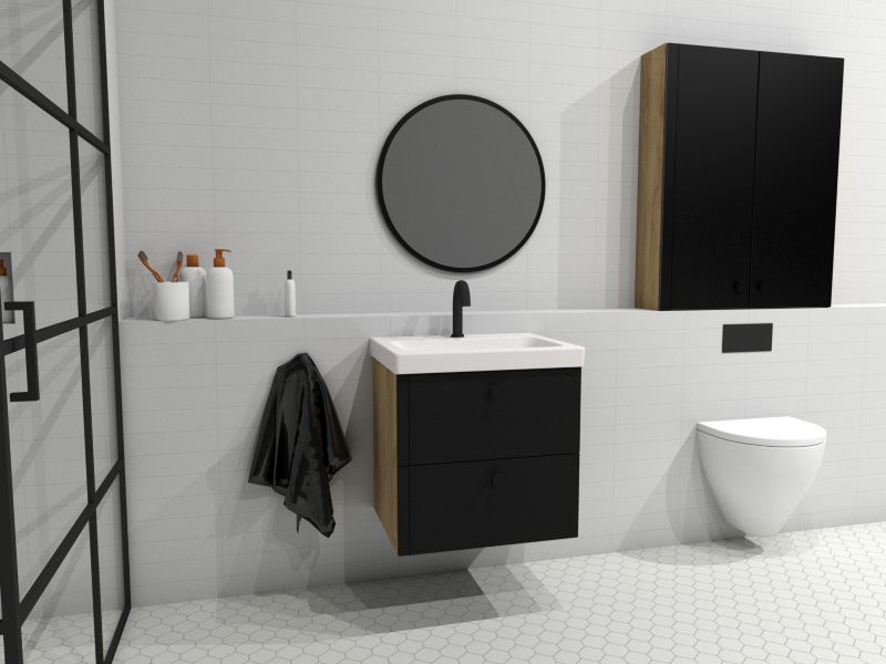 Okrúhle zrkadlo Mirano Azzura 60 cm čierne