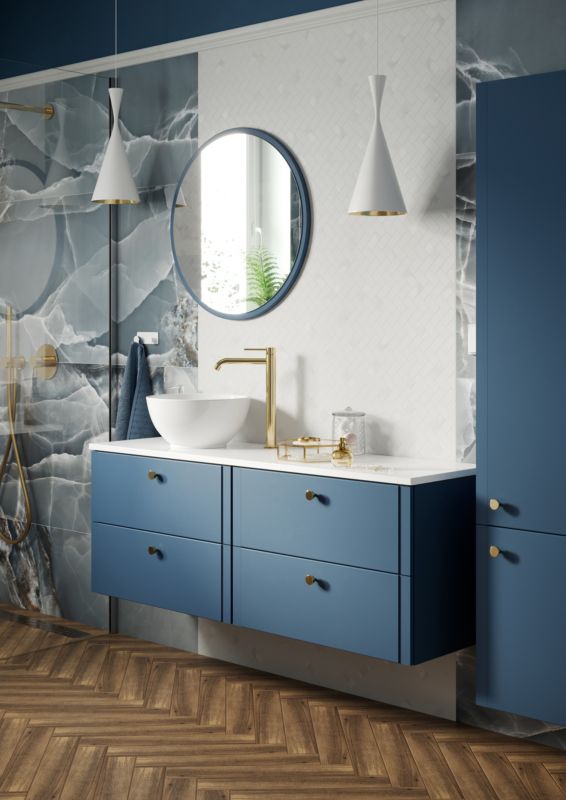 Okrúhle zrkadlo Mirano Azzura 60 cm, námornícka modrá