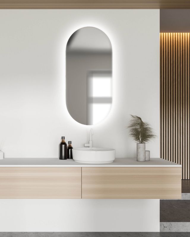 Luna oválne zrkadlo 100 x 40 cm s LED osvetlením