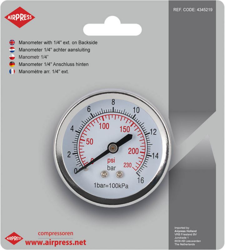 Tlakomer pre Airpress 1/4 kompresor