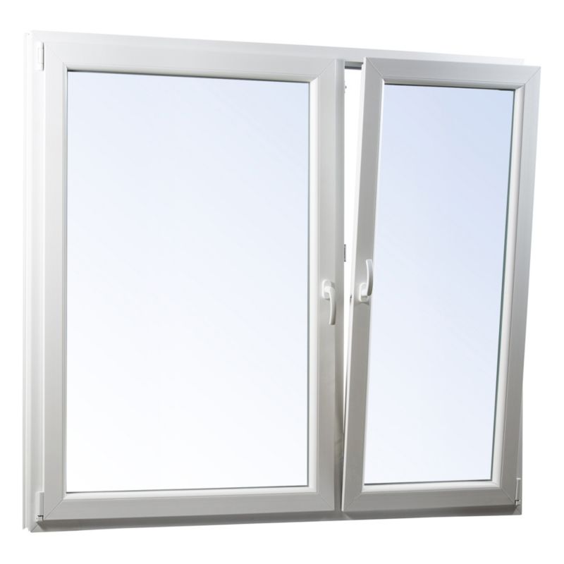 PVC otočno-sklopné okno, dvojité zasklenie, 1465 x 1435 mm, asymetrické biele/antracitové