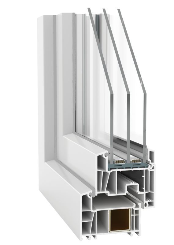PVC otočno-sklopné okno, trojsklo, 1465 x 1435 mm, symetrické, biele