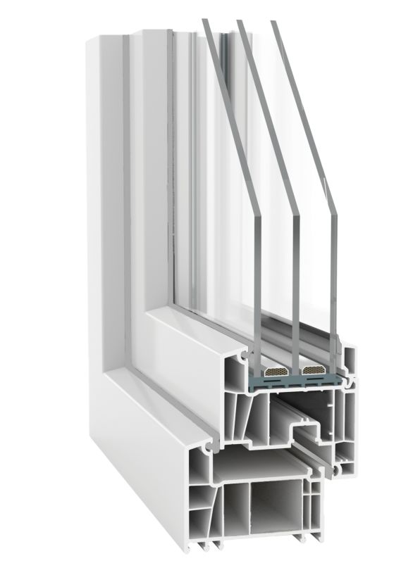 PVC sklopno-otočné okno, trojsklo, 865 x 1135 mm, pravé, biele