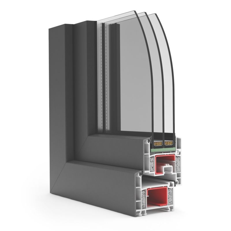 Okno PVC s trojsklom, 1165 x 535 mm, biela/antracit