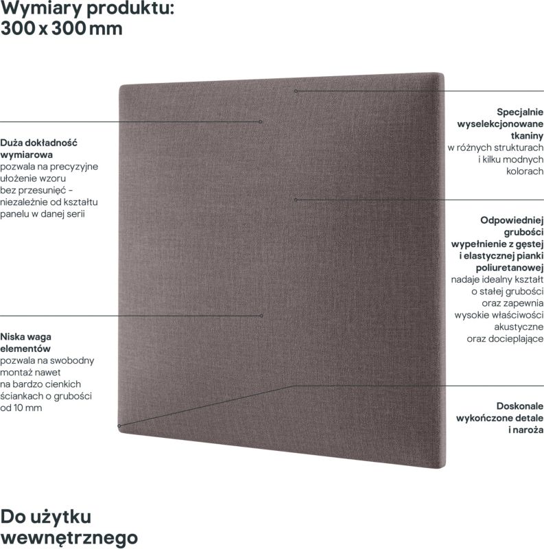 Stegu Mollis F20 čalúnený stenový panel, štvorcový, 30 x 30 cm, sivý