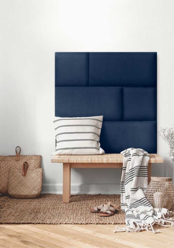 Stegu Mollis čalúnený nástenný panel, štvorcový, 30 x 30 cm, tmavomodrý