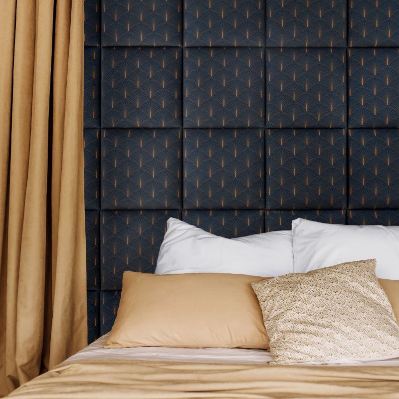 Stegu Mollis čalúnený nástenný panel, štvorcový, 30 x 30 cm, námornícka modrá a zlatá