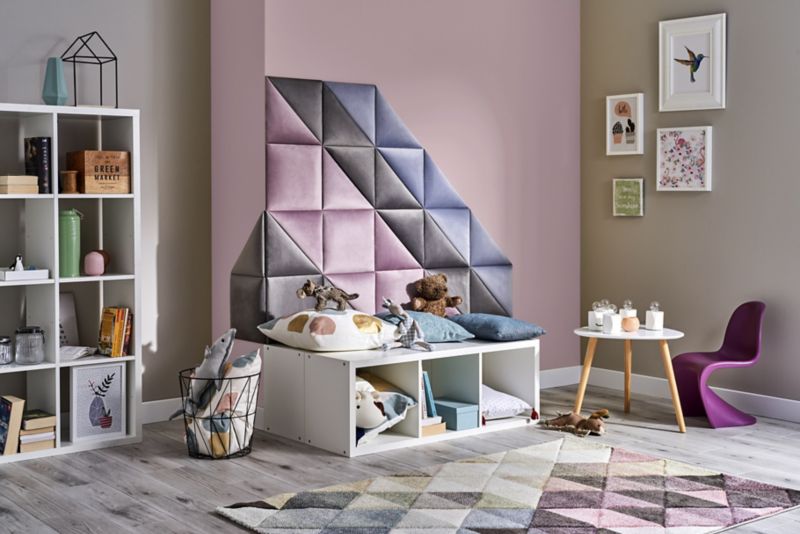 Stegu Mollis čalúnený nástenný panel, štvorcový, 30 x 30 cm, svetlomodrý