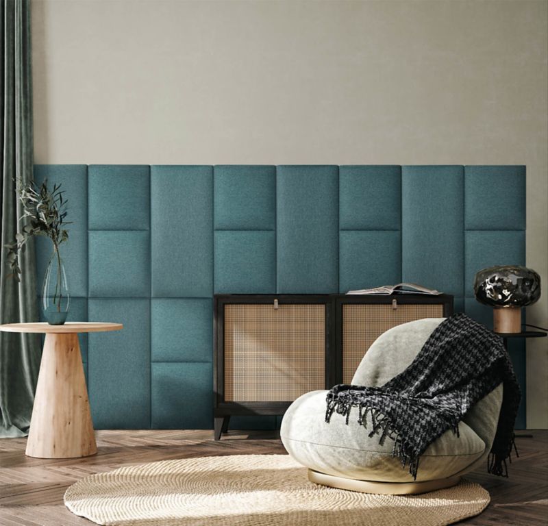 Čalúnený stenový panel Stegu Mollis štvorcový 30 x 30 cm modrý