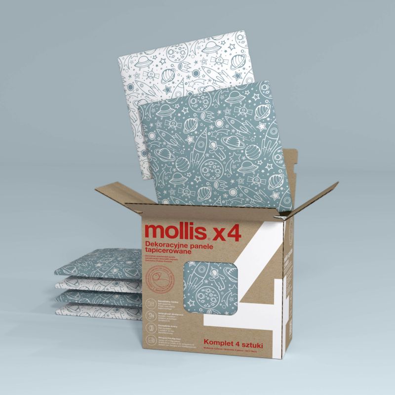 Čalúnený stenový panel Stegu Mollis štvorcový 30 x 30 cm ufo 4 ks.