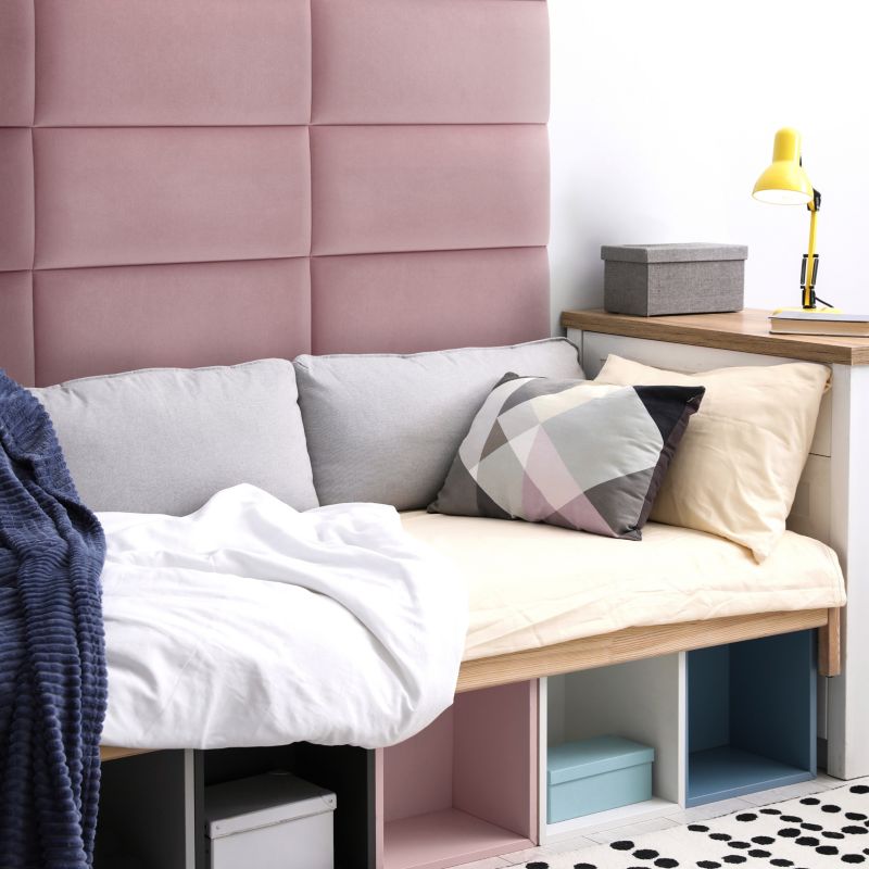 Stegu Mollis čalúnený stenový panel, obdĺžnikový, 60 x 30 cm, špinavo ružový