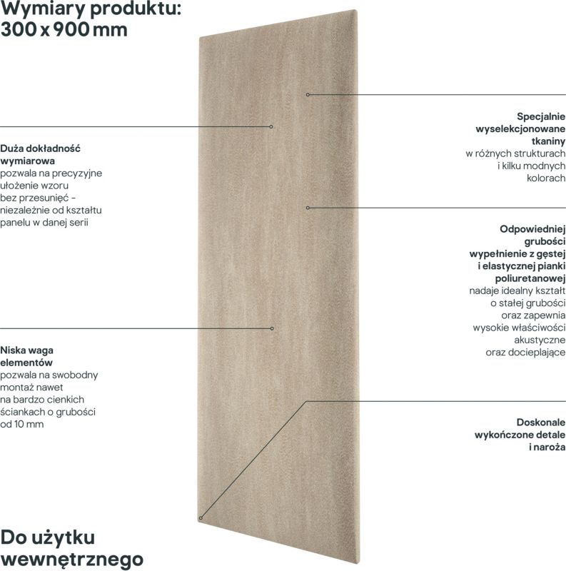 Stegu Mollis čalúnený nástenný panel, obdĺžnikový, 90 x 30 cm, svetlohnedý