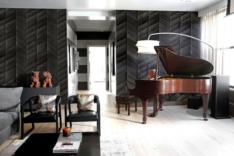 Stegu Mollis čalúnený stenový panel rovnobežník 15 x 30 cm tmavosivá P