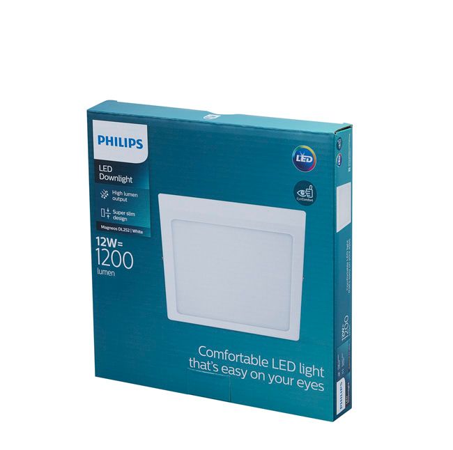 Štvorcové stropné svietidlo Philips Magneos 12 W 2700 K biele