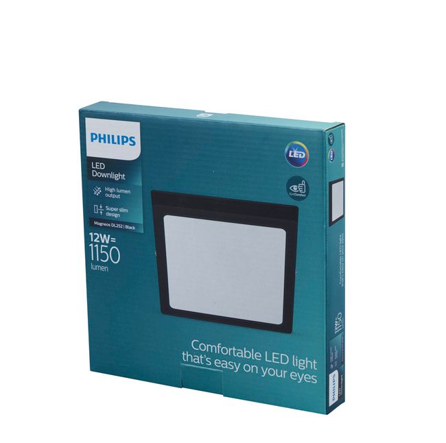 Štvorcové stropné svietidlo Philips Magneos 12 W 2700 K čierne