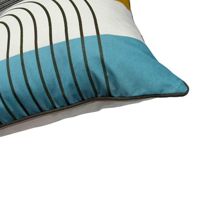 Bavlnený vankúš 45 x 45 cm s modrým a žltým lemom