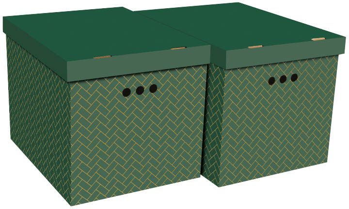 Dekoračná krabička XL geometria zelená 2 ks.