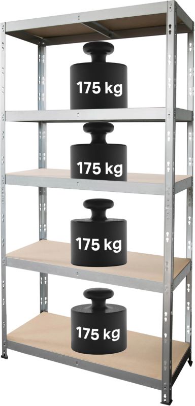 Metalkas kovový regál 180 x 90 x 40 cm 5 políc 175 kg